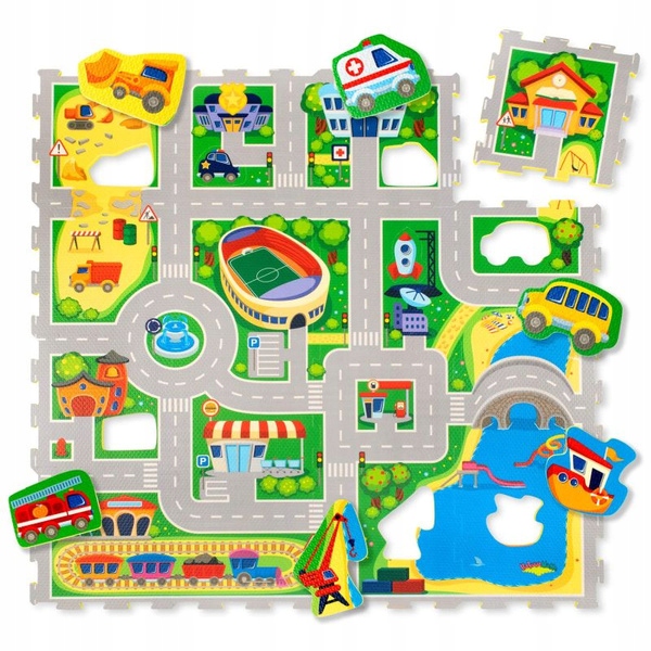 Puzzle piankowe na podłogę Mata do zabawy 120x120 cm City Hakuna Matte