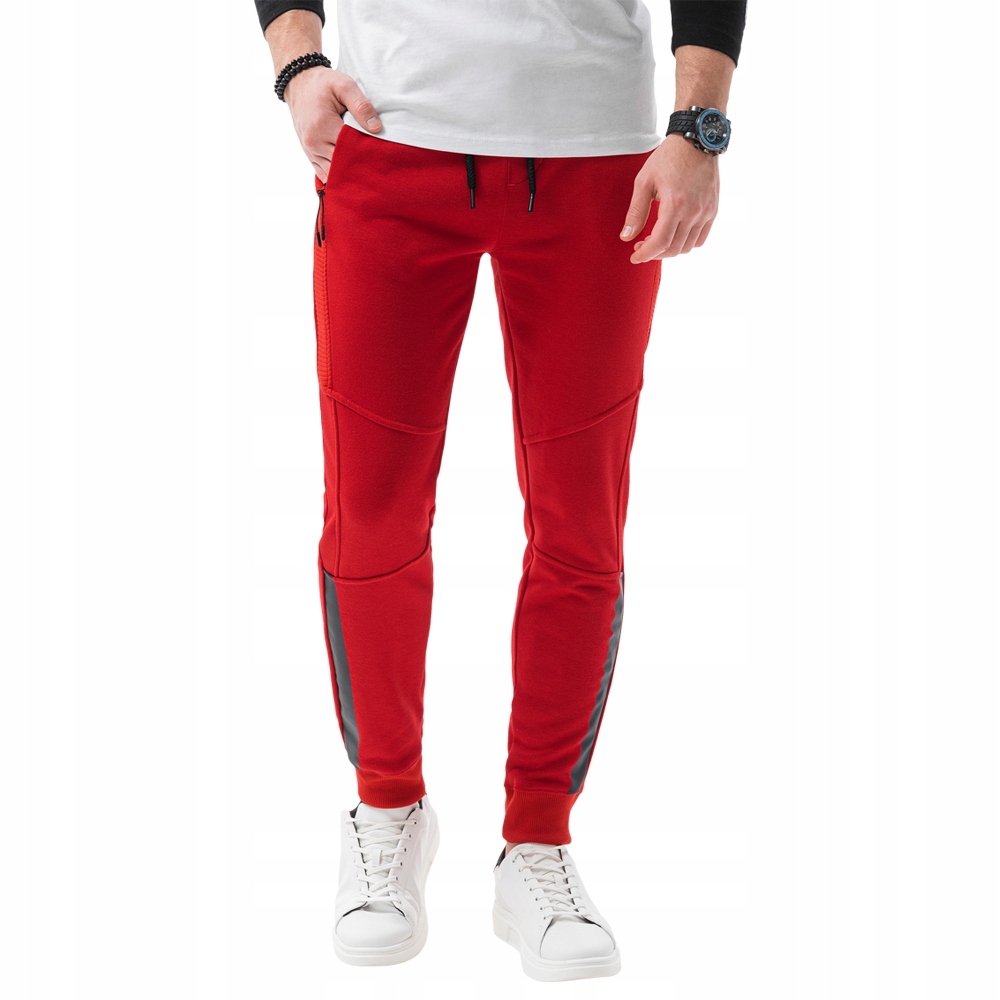 

Spodnie męskie dresowe joggery P920 czerwone XL