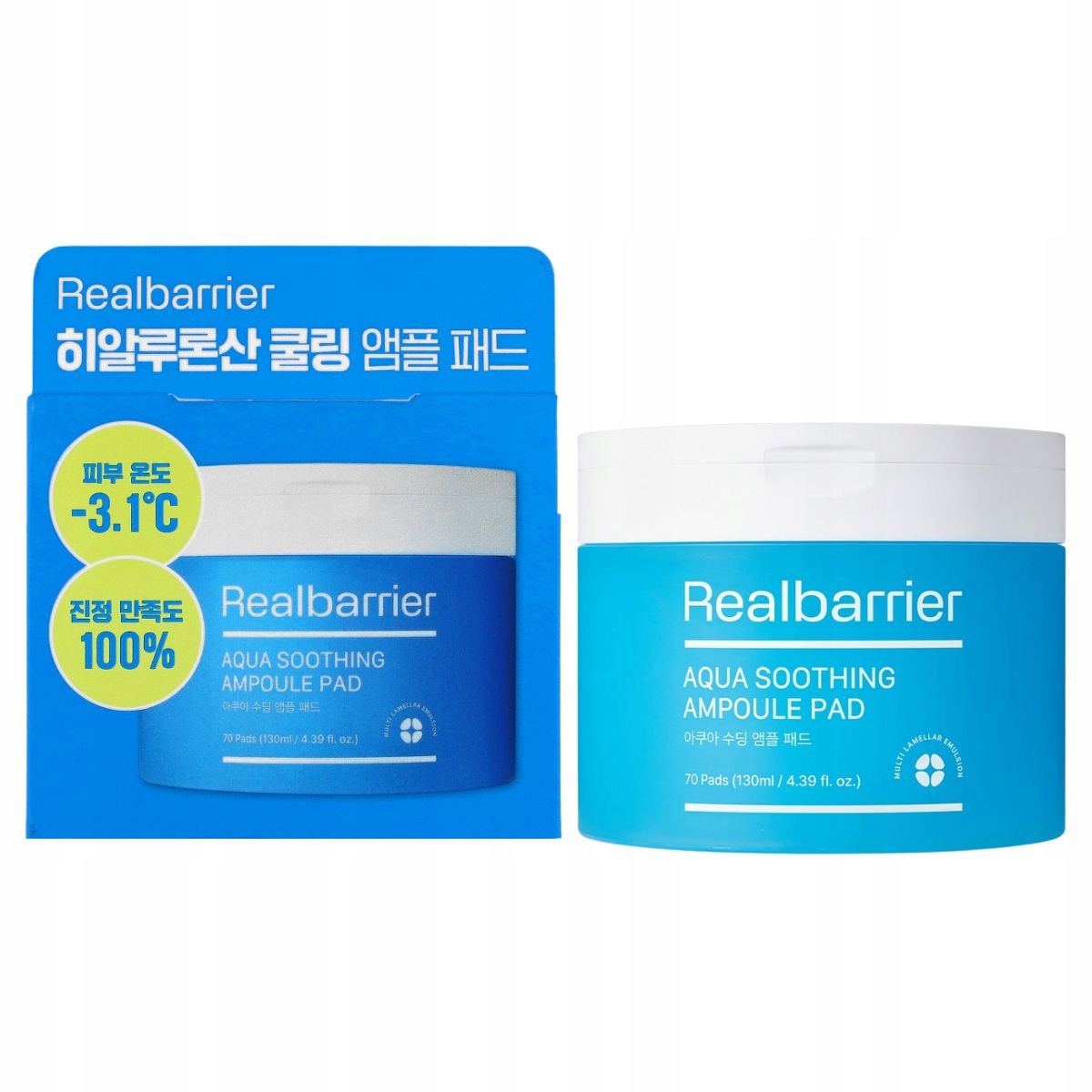 Real Barrier Aqua Soothing Ampoule Pad 70ea – zklidňující vločky