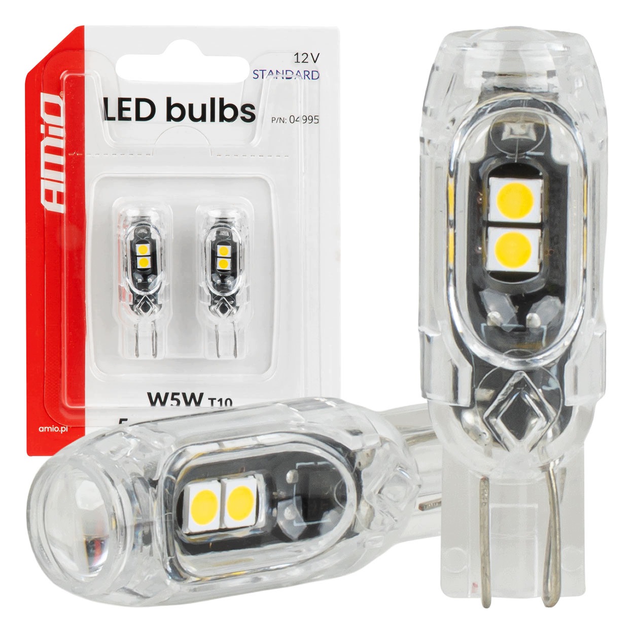 Żarówki Led Standard W5W T10 2835 5SMD białe 12V AMIO-04995