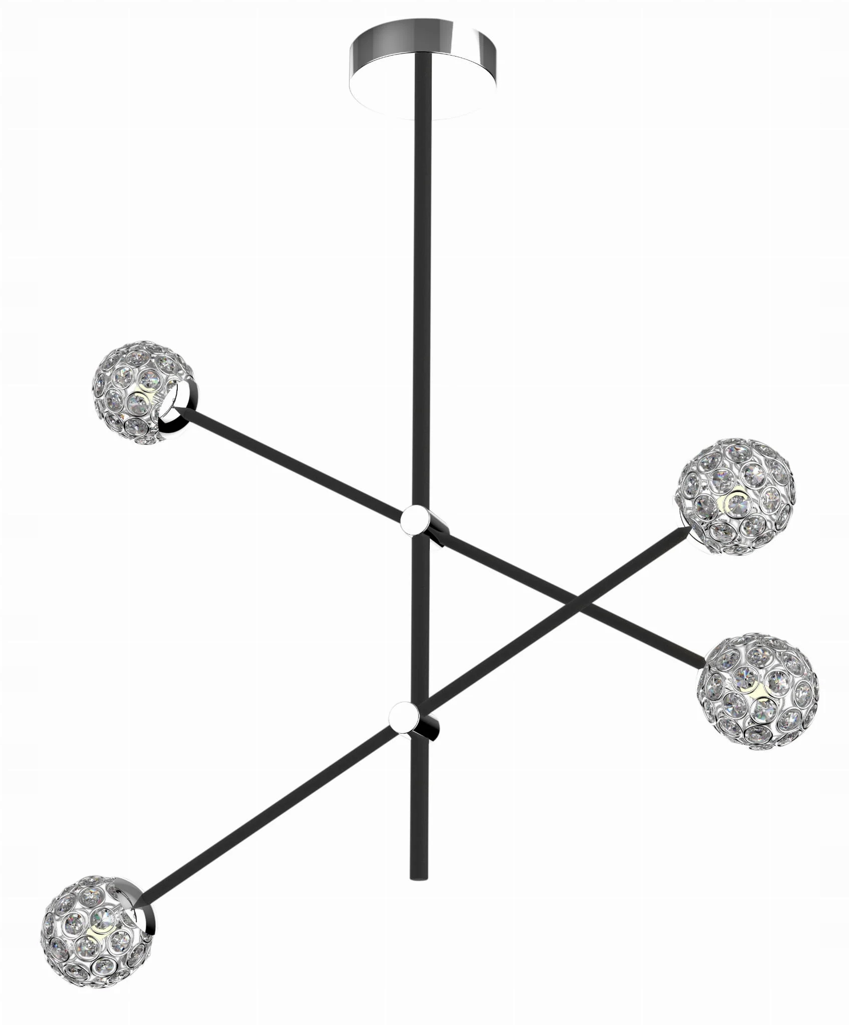 Candellux Krištáľový luster Paksos 4xG9 5W Čierny/Priehľadný