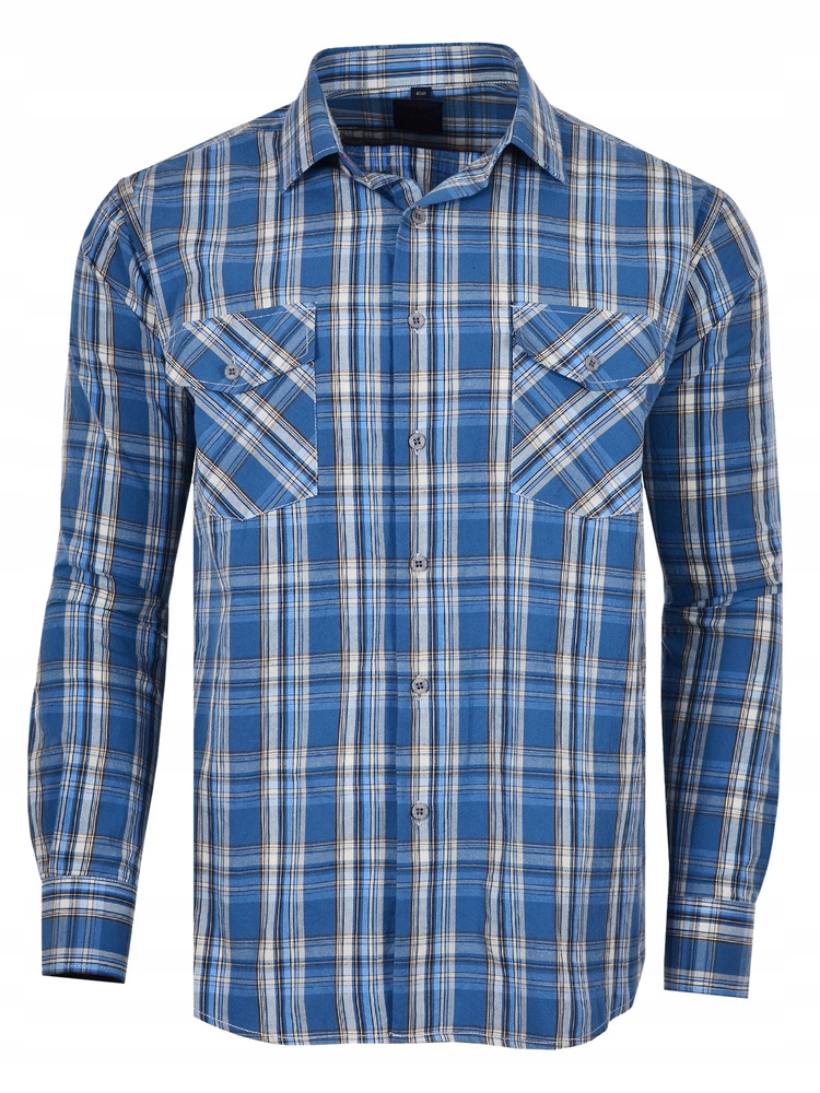 50/51 Košile Kostkovaná Modrá Dlouhá Velká