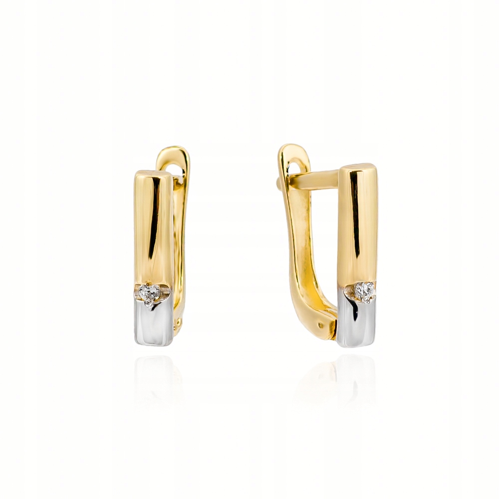 

Dwukolorowe Złote kolczyki z Cyrkonią Belka Patyk