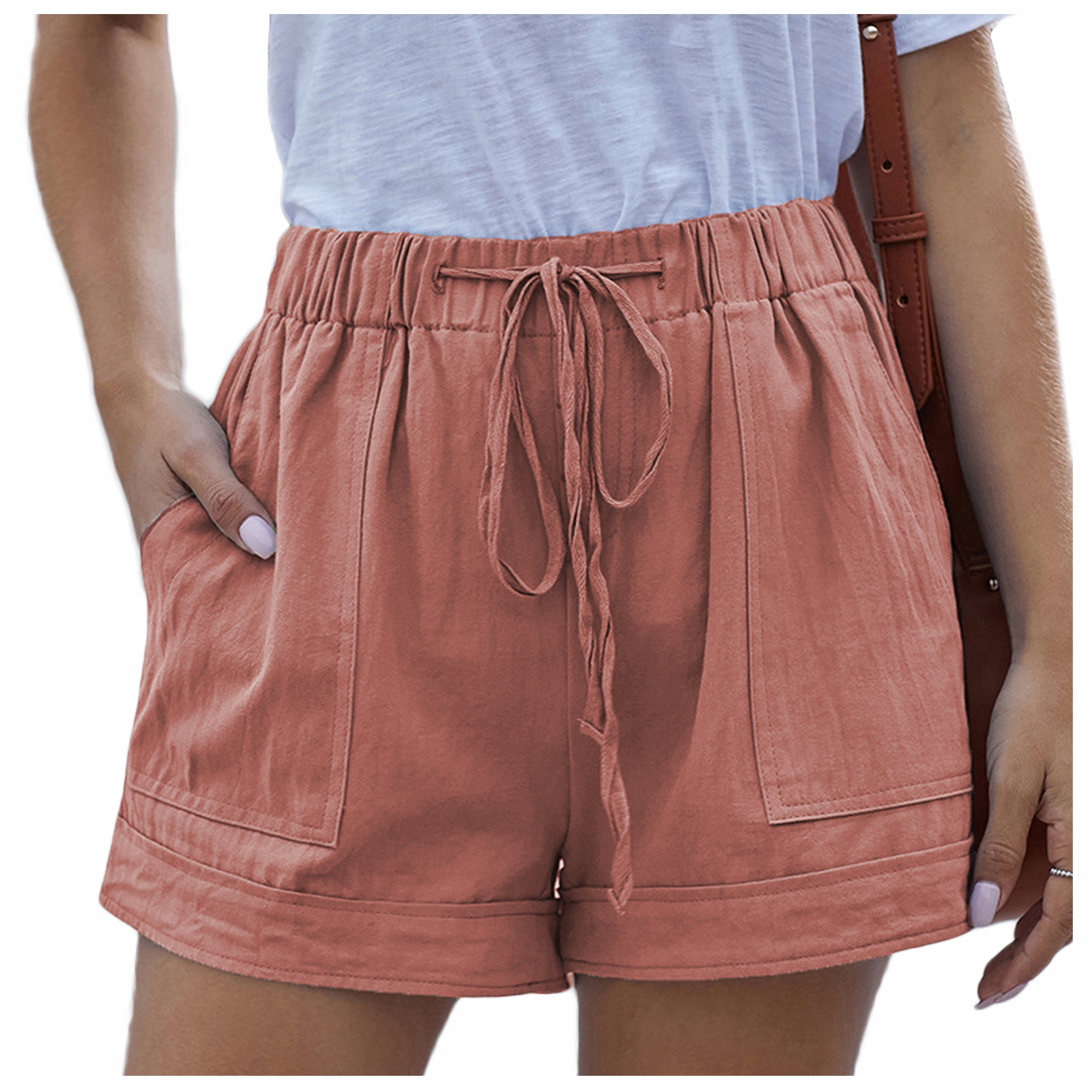 

Krótkie Spodenki luźne szorty różowe kieszenie XXL