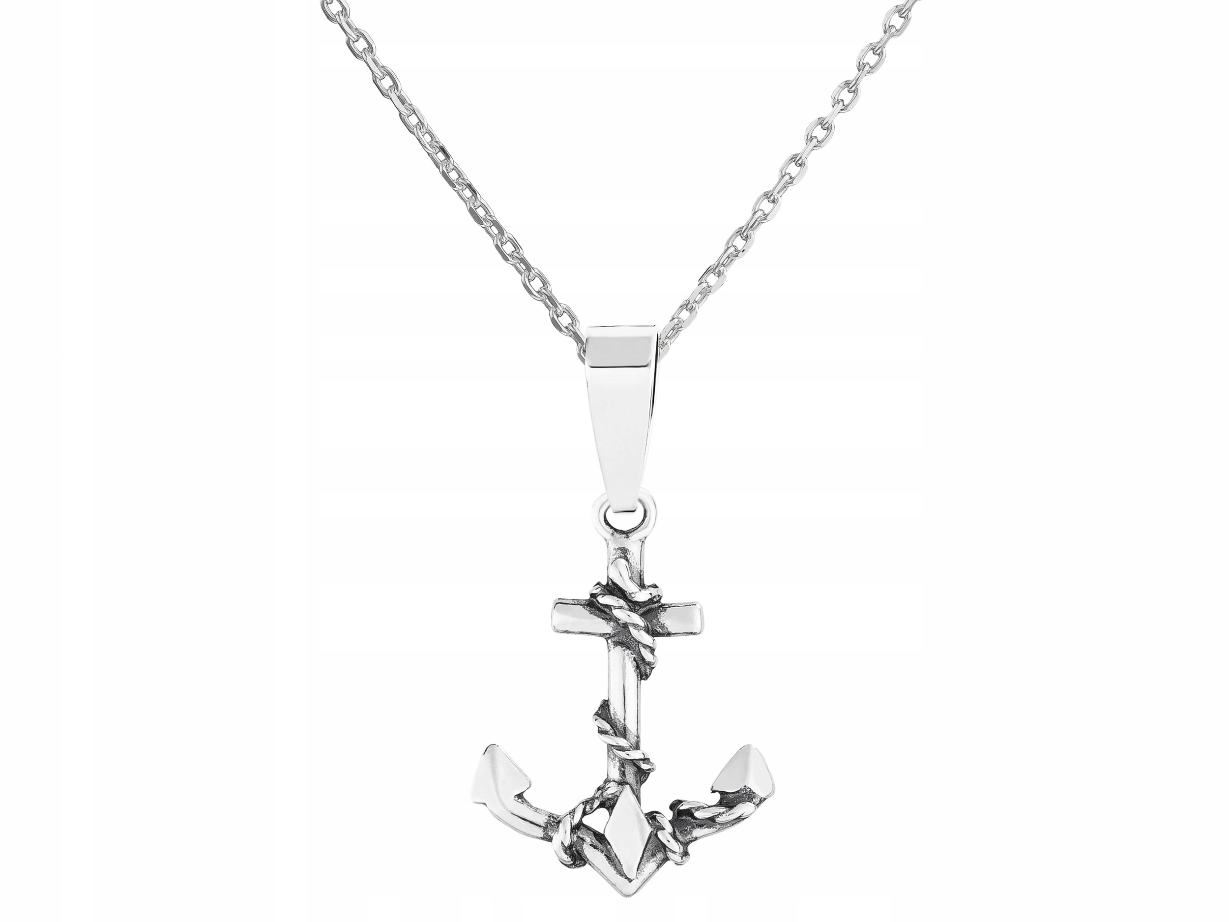 Dlouhý stříbrný oxidovaný náhrdelník Námořnická kotva Stříbro Ankr 65