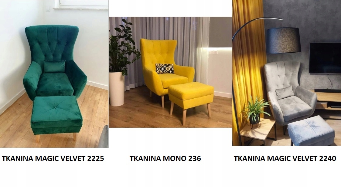 FOTEL USZAK Z PODNÓŻKIEM SKANDYNAWSKI NOWOCZESNY Marka inna