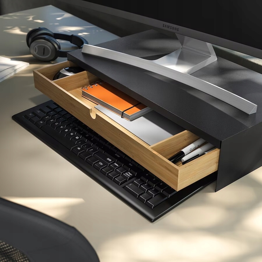 Ergonomická podložka pod monitor bambusový organizér na psací stůl 47 cm