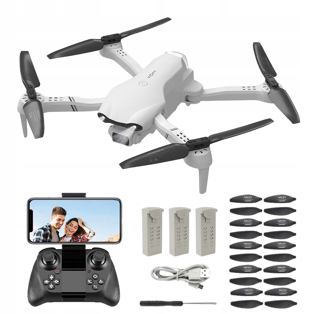 F10 Wifi Hd Dron Se Dvěma Kamerami Černý 3 Baterie S 10 Náhradními Čepelemi