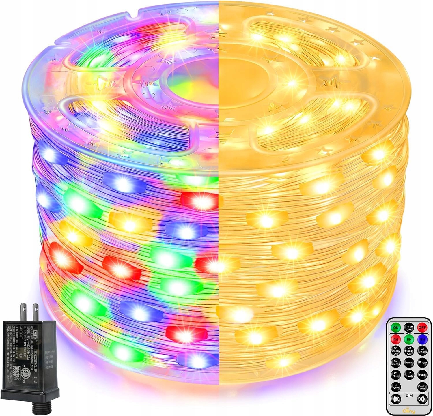 OLLNY Łańcuch Świetlny Lampki Świąteczne Wodoodporne 8 Trybów 10M 100 LED — miniatura 10