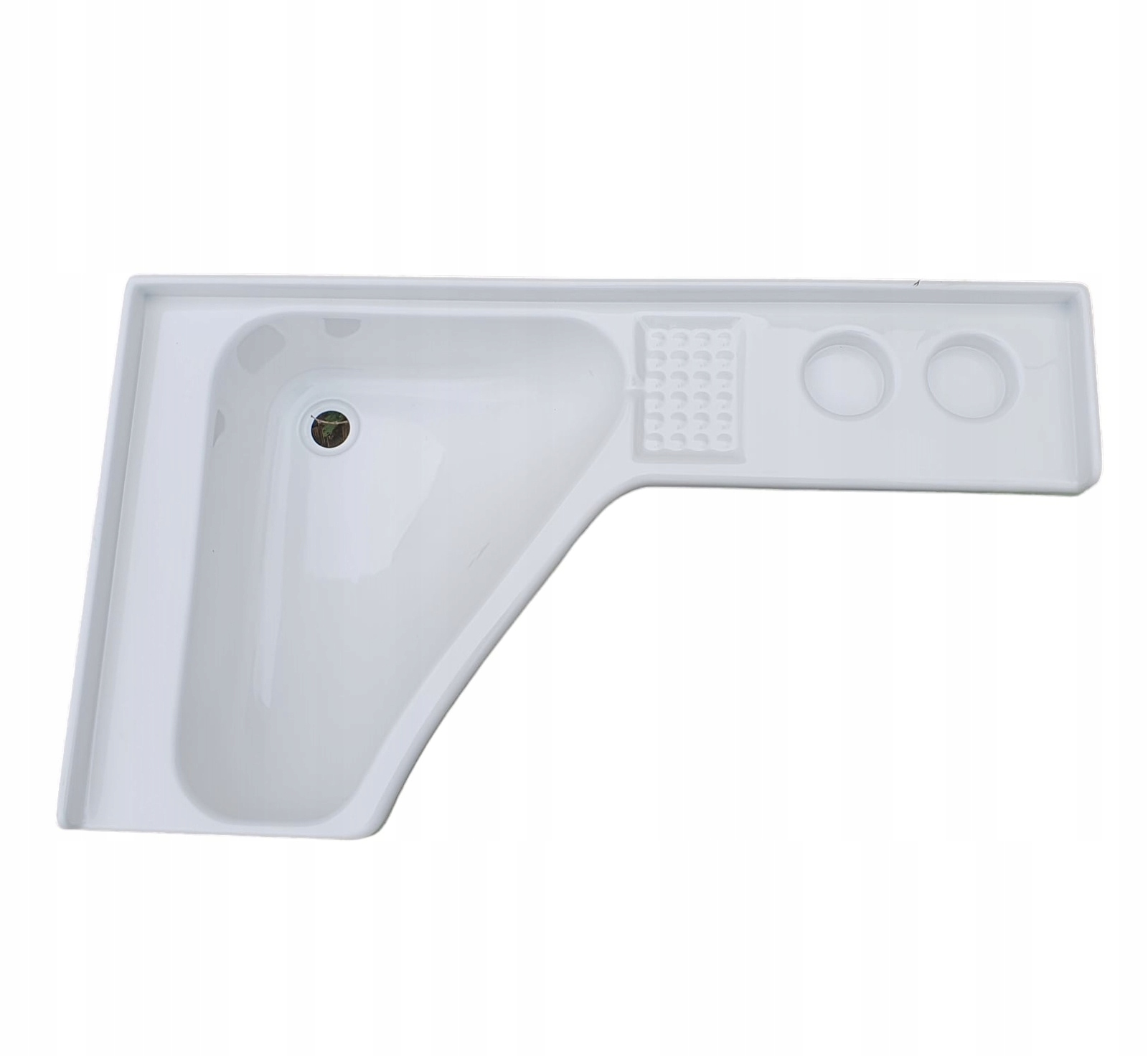 ZLEW UMYWALKA BIAŁA NAROŻNA Z PÓŁKĄ PO PRAWEJ