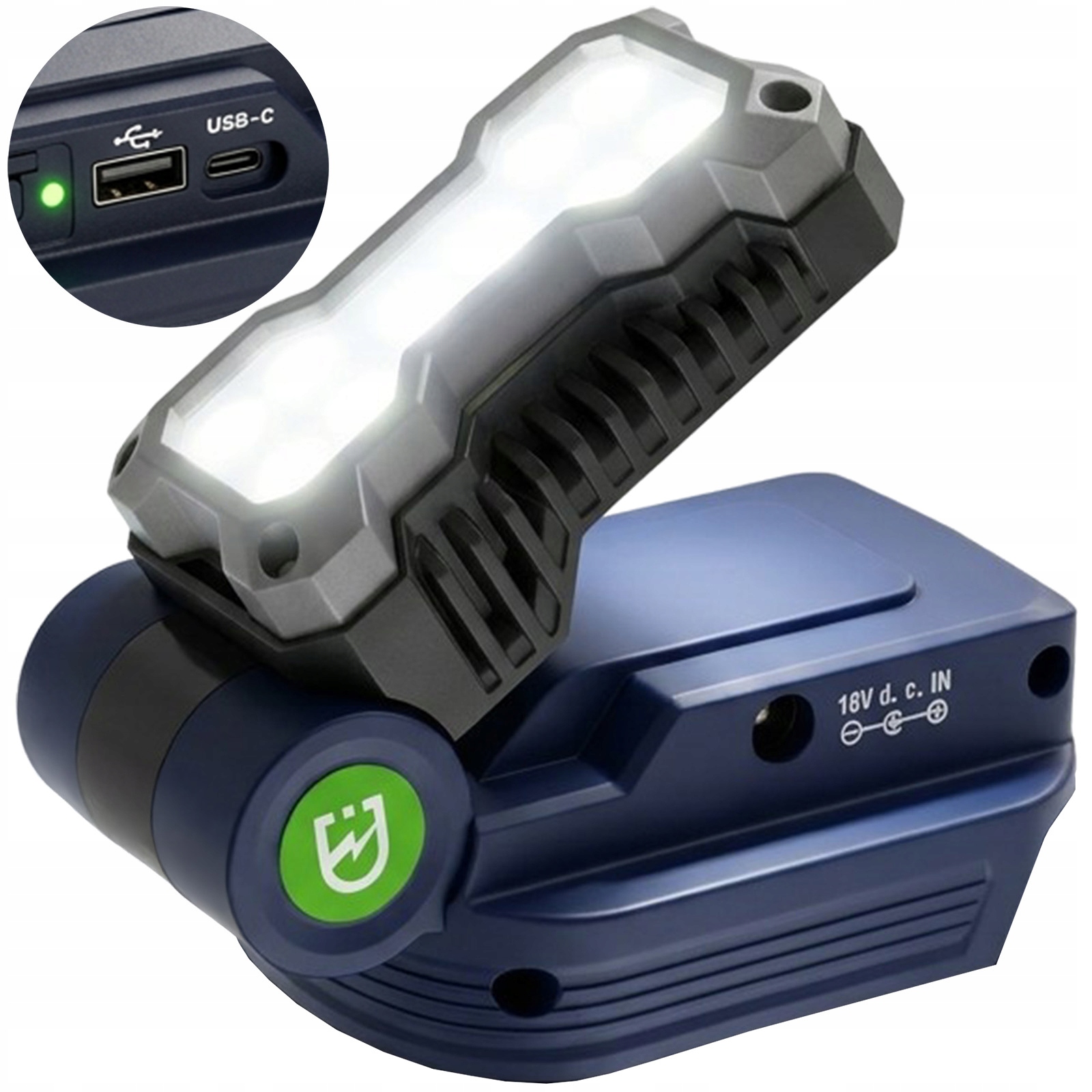 ADAPTER Z LAMPKĄ LED POWERBANK 20V USB-C LAMPKA WARSZTATOWA SHARE+SYSTEM