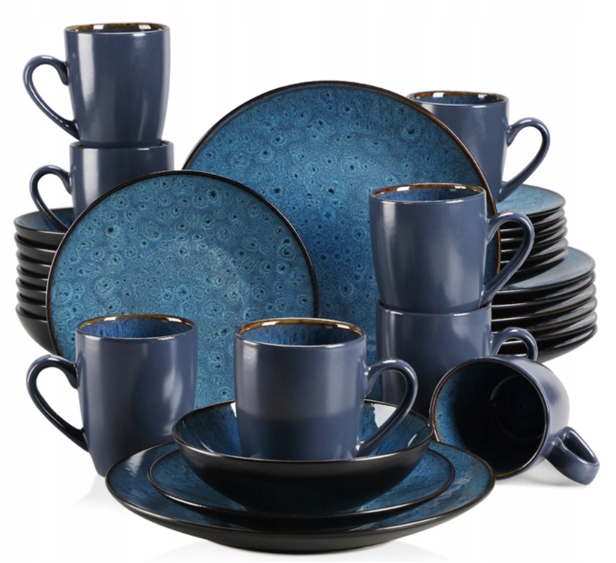 Serwis obiadowy VANCASSO BUBBLE Vintage Retro kamionka zastawa 32el/ 8 osób