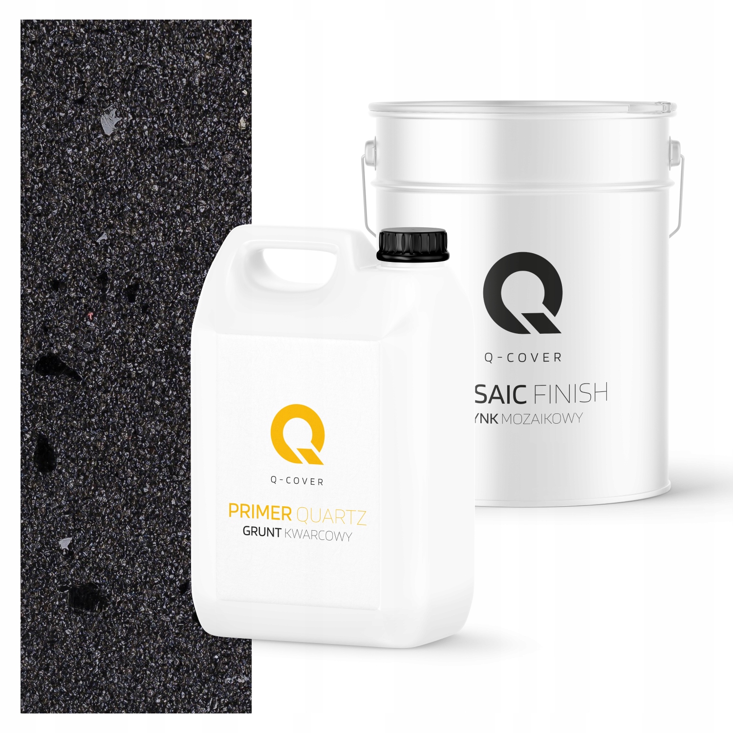 Tynk Mozaikowy Czarny Z Czarną Miką M15 Zewnętrzny Zestaw 12,5KG Grunt