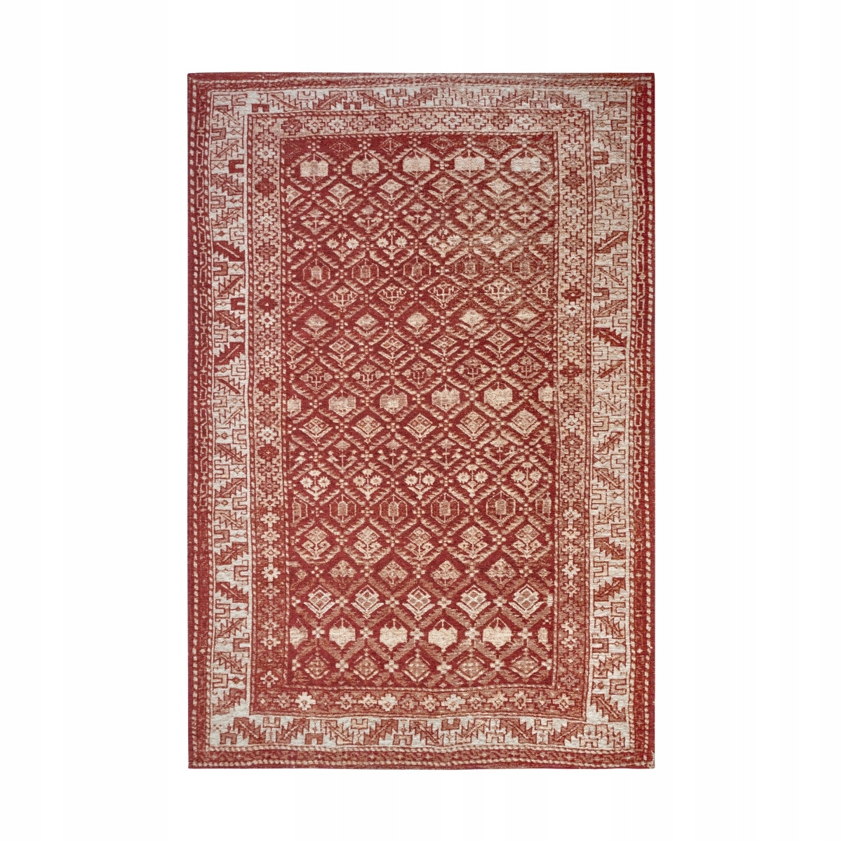 Koberec do obývačky 120x180 cm, plochý, tkaný, klasický červený ženilkový vzor