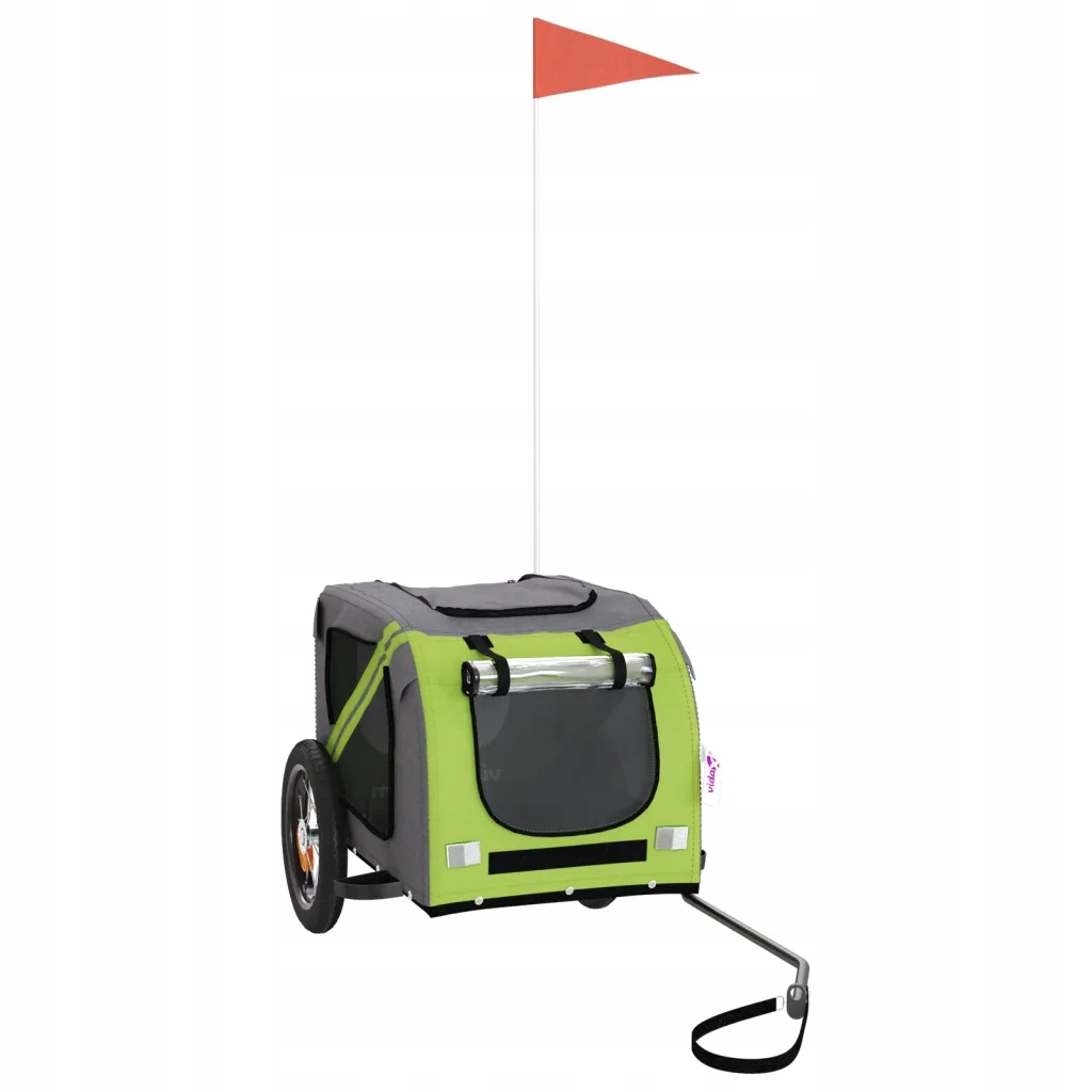 Levně Vozík za kolo pro psa zelený a šedý oxfordská tkanina a železo