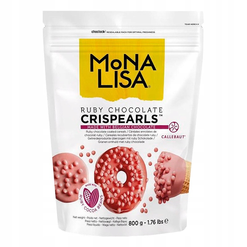 Levně Posypka Mona Lisa Crispearls Callebaut 800 g Rubínová