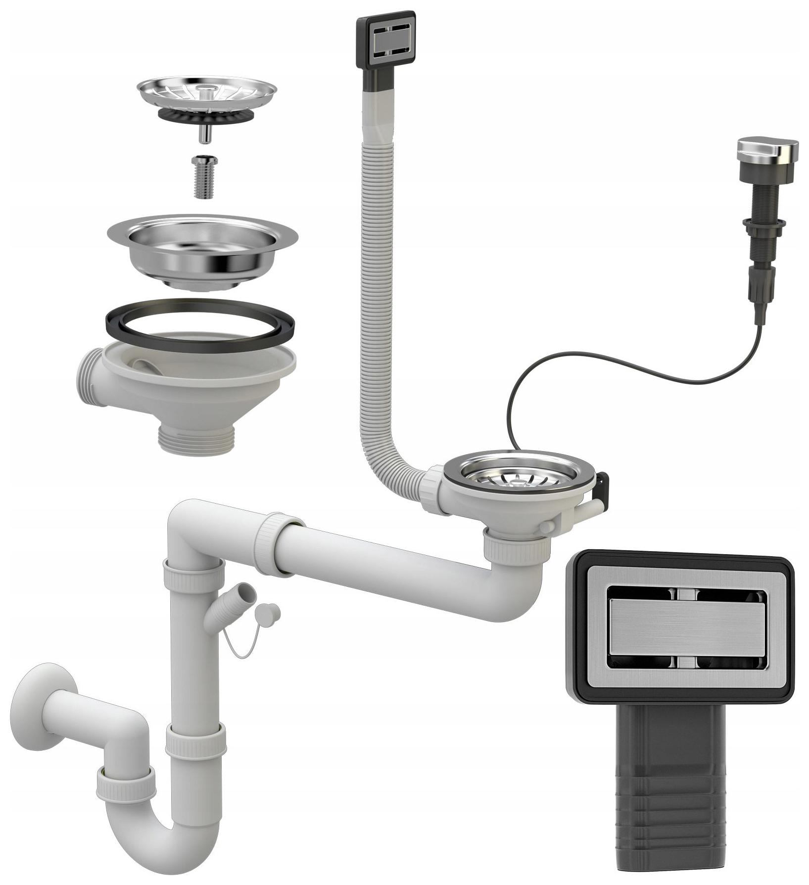 Automatický Obdĺžnikový Sifón Jednokomorový, Chróm