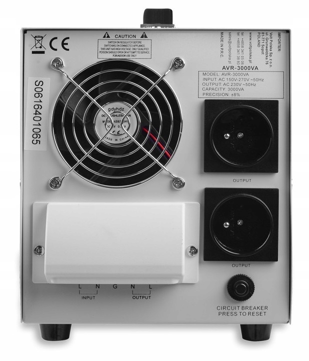 STABILIZATOR NAPIĘCIA PRĄDU AVR 3000 VA DO AGREGATU Marka Volt Polska