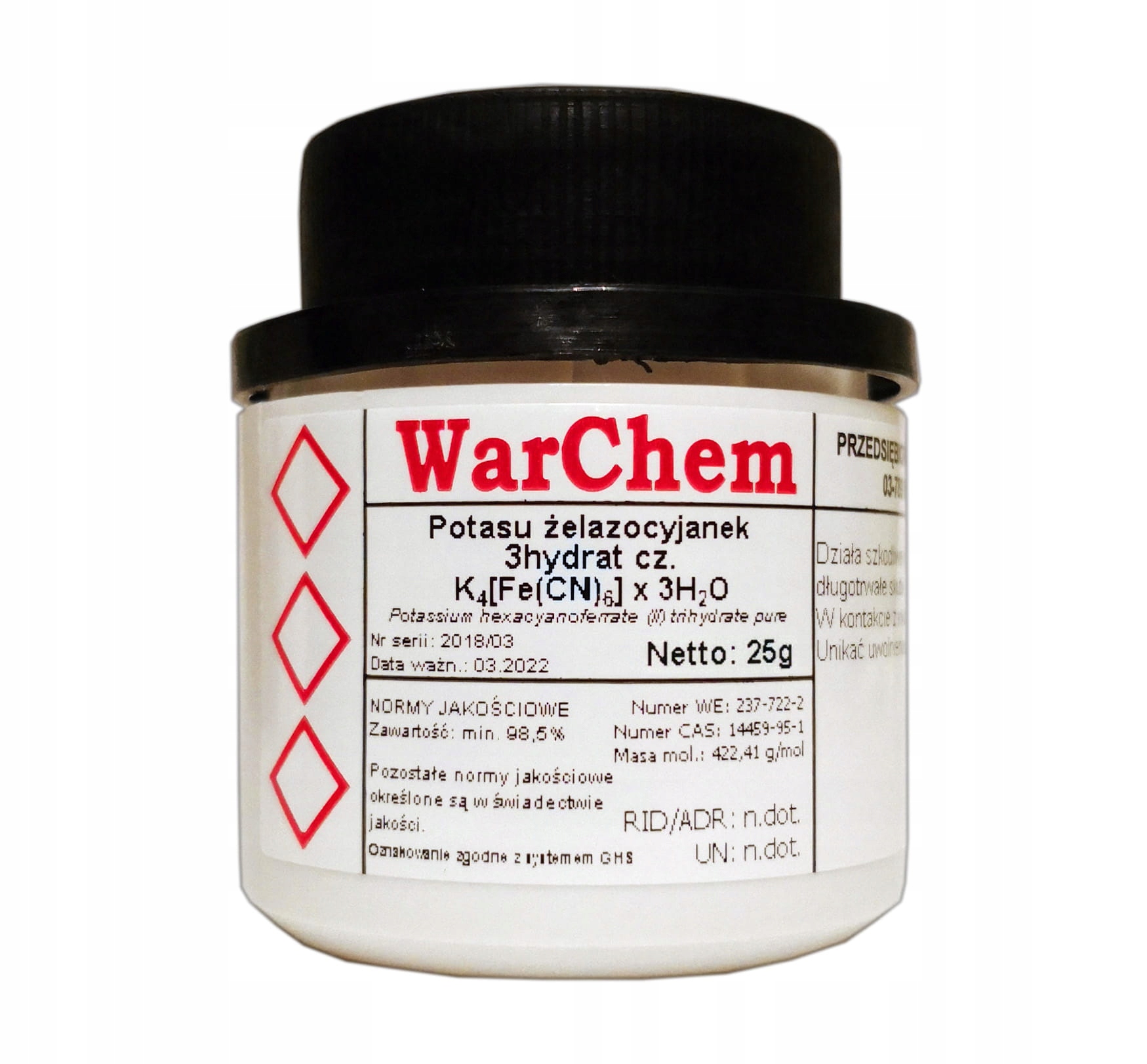 

Żelazocyjanek Potasu 3hydrat- 25g Warchem [52762]