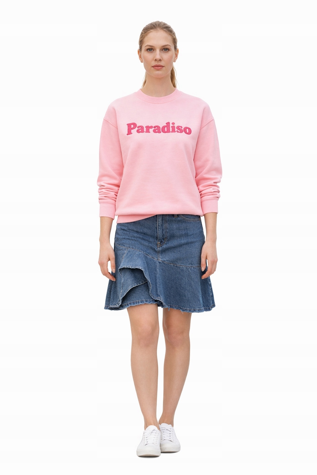 Driveme Růžová Dámská Mikina S Nápisem Paradiso Bavlněná S I3C
