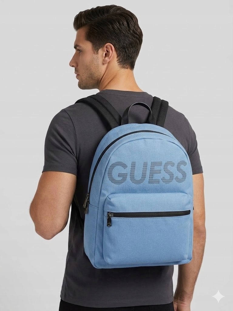 Guess Modrý Batoh S Velkou Kapsou A Logem 39x30x14 G_a