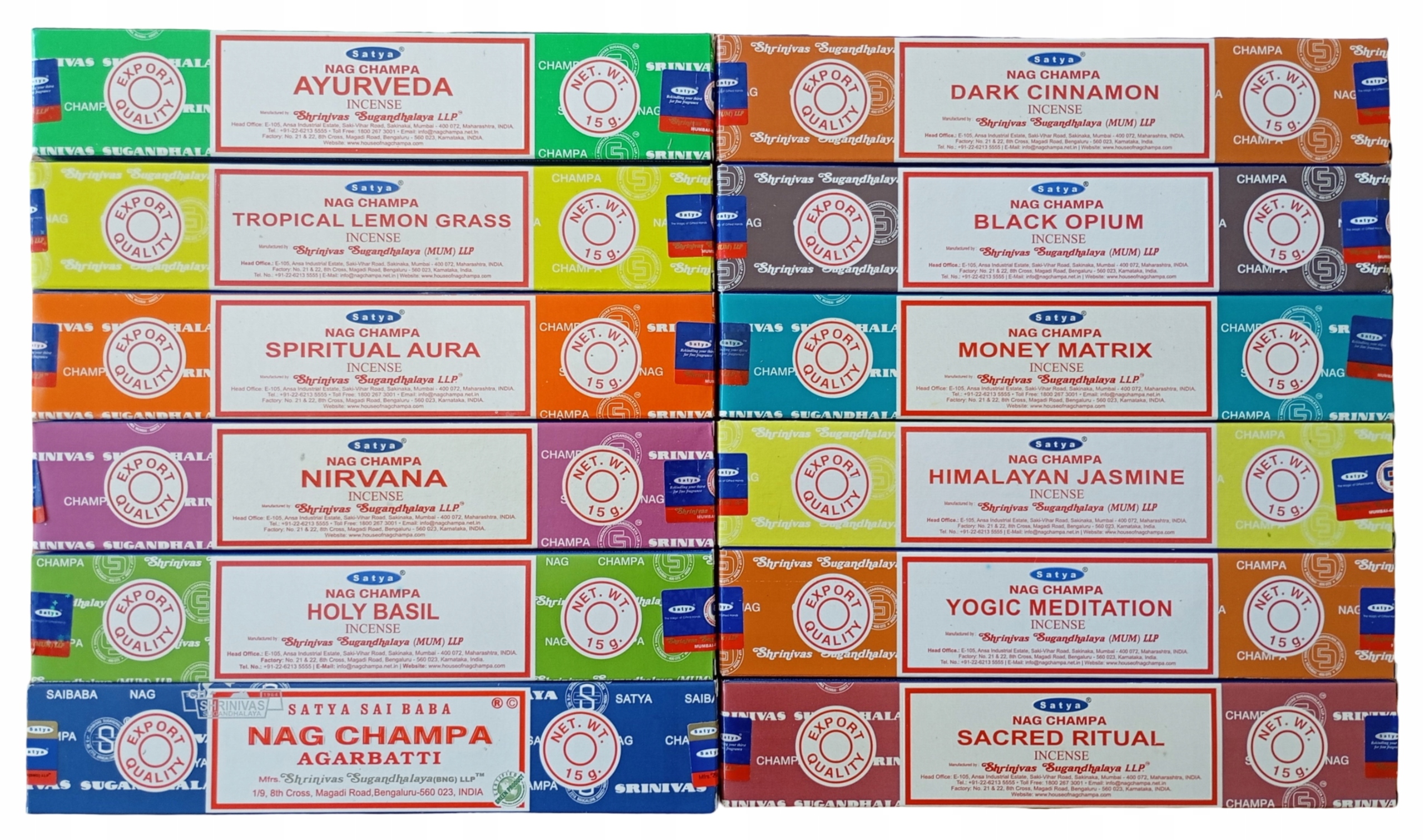 NATURALNE INDYJSKIE KADZIDEŁKA PYŁKOWE SATYA MIX 12 ZAPACHÓW 5 + GRATIS