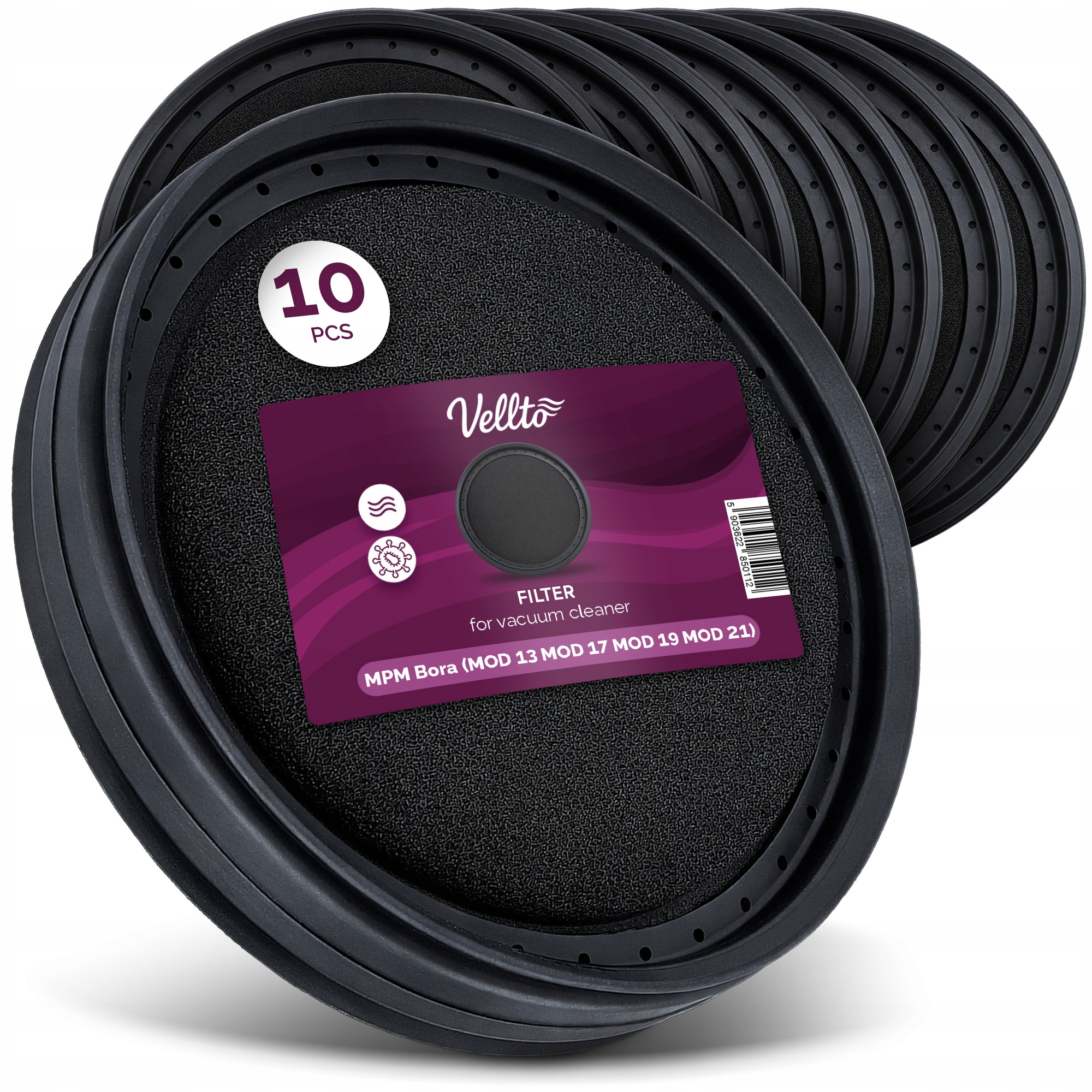 10x Vzduchový filtr pro vysavač Mpm Bora 3 Mod 02 07 11 13 17 19 21 Em-v