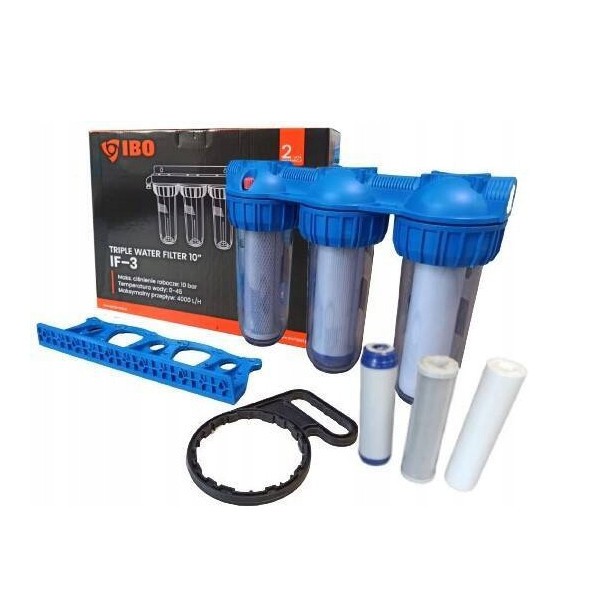 Trojitý 3-stupňový filtr na vodu s 1" vložkami Ibo 003482