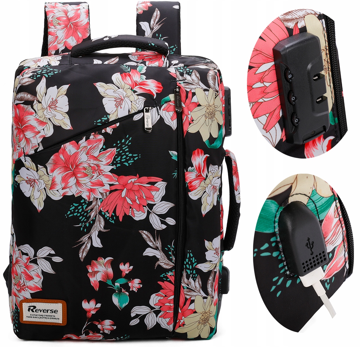 Reverse PLECAK do laptopa Torba na LAPTOP USB 15,6