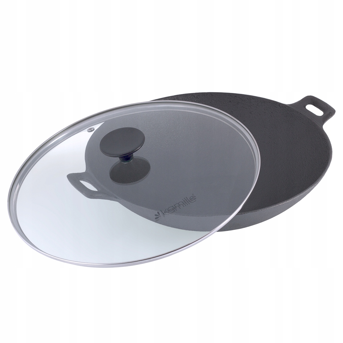 WOK ŻELIWNY PATELNIA GŁĘBOKA POKRYWA 30cm