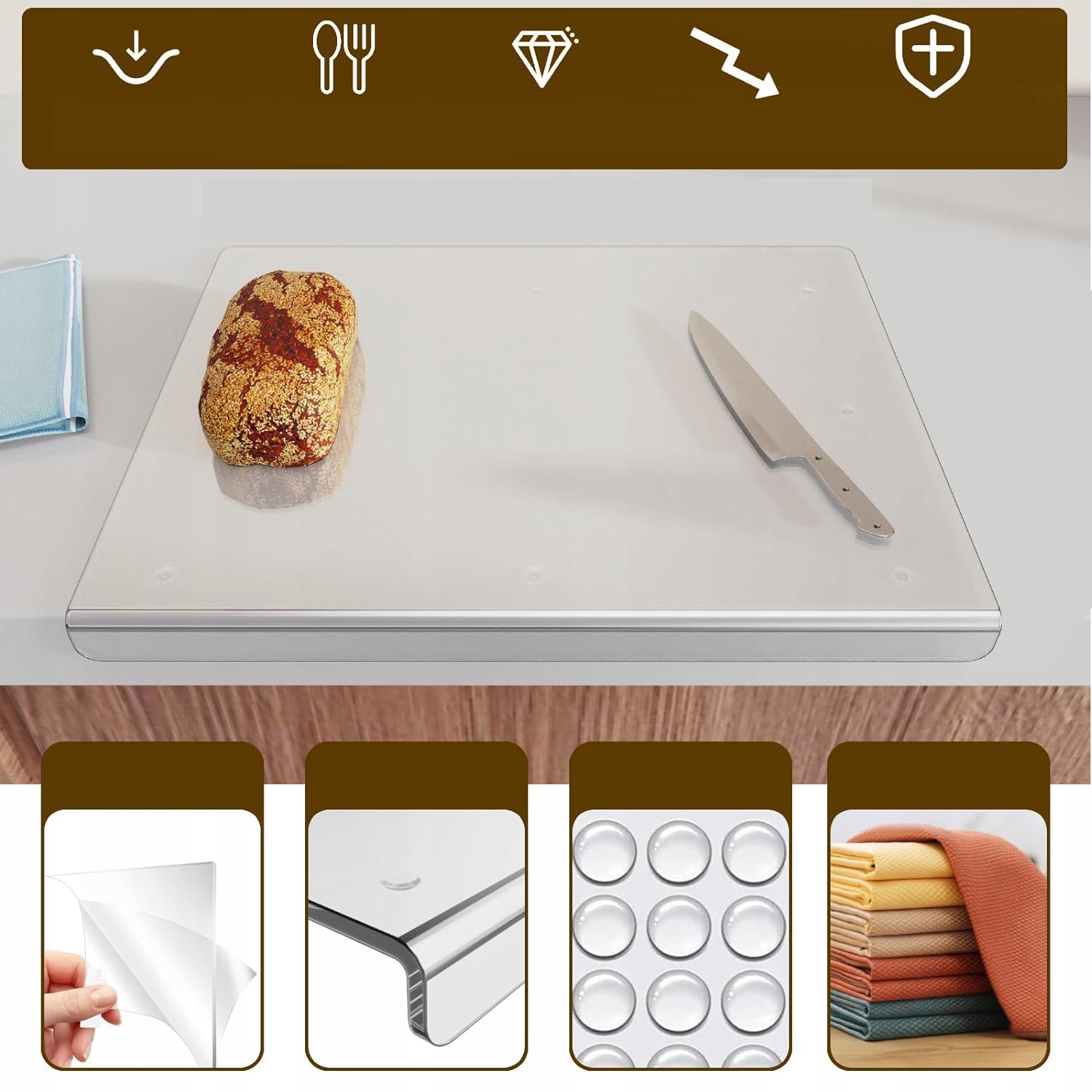 DUŻA AKRYLOWA DESKA DO KROJENIA DO SERÓW RYB WARZYW MIĘSA 45X35CM Marka bez marki