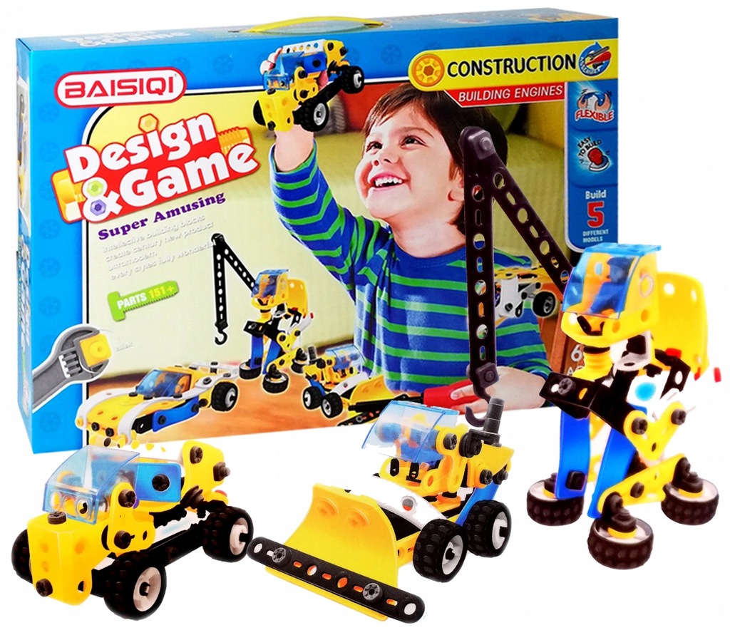 Klocki Konstrukcyjne KONSTRUKTOR 5 Modeli 151el.