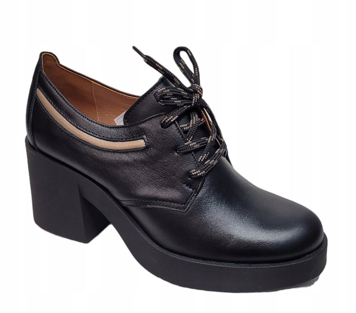 Gamis 7363 Černé polobotky na špici, kůže, velikost vel