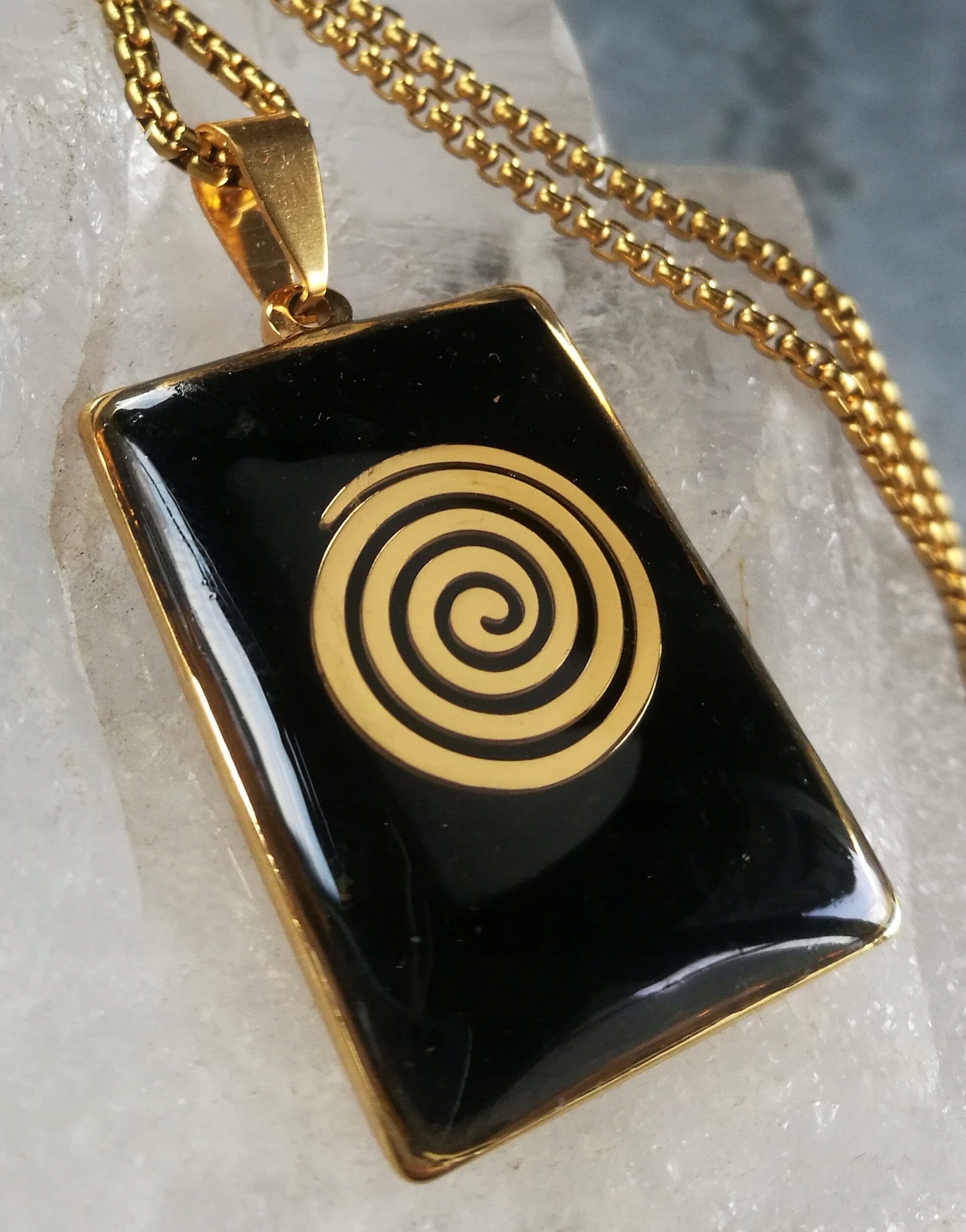 Orgonit Odrazovač 5G Pánský Talisman Černý Turmalín Přívěsek Ocel Spirála