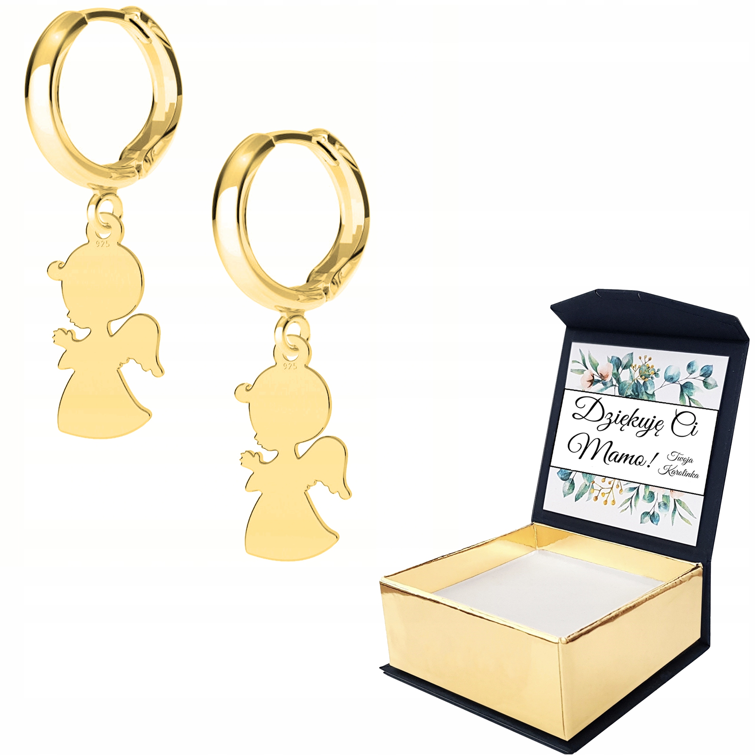 Náušnice zlaté Anděl Andílek 925 Vlastní Potisk