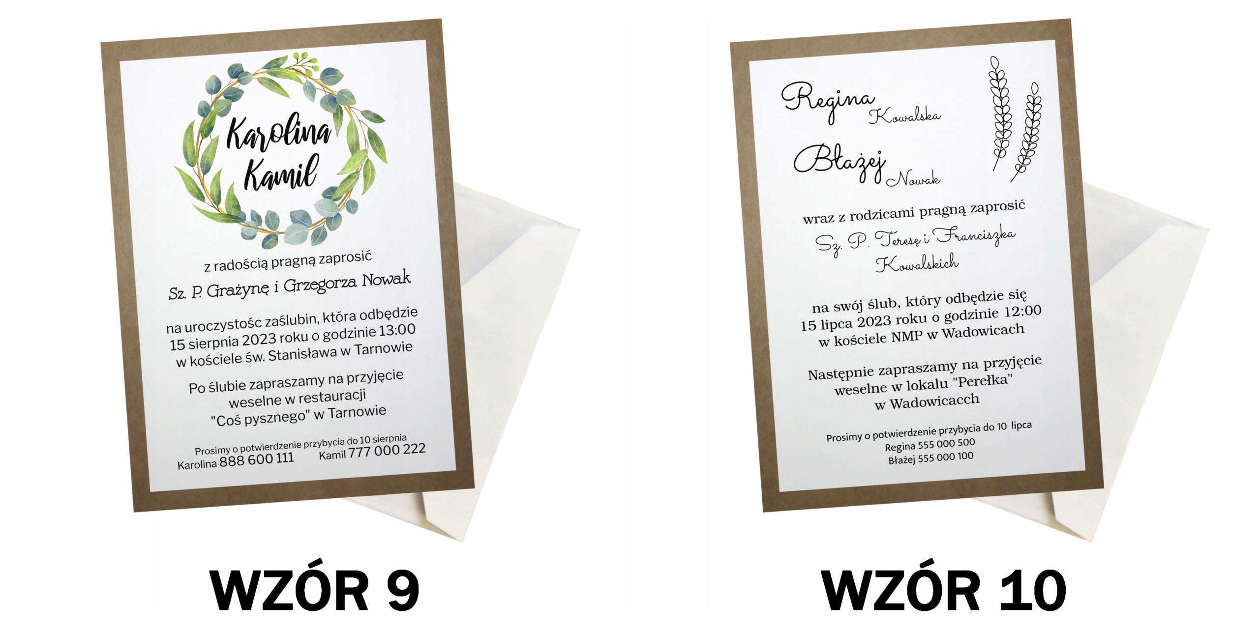 ZAPROSZENIA ŚLUBNE EKO KRAFT BOHO PERSONALIZOWANE Kolor dominujący beże i brązy