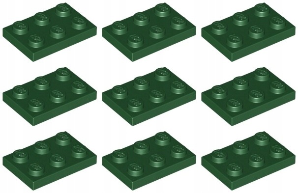 

Lego 3021 Płytka 2x3 zielona ciemna (10g) 9 szt.