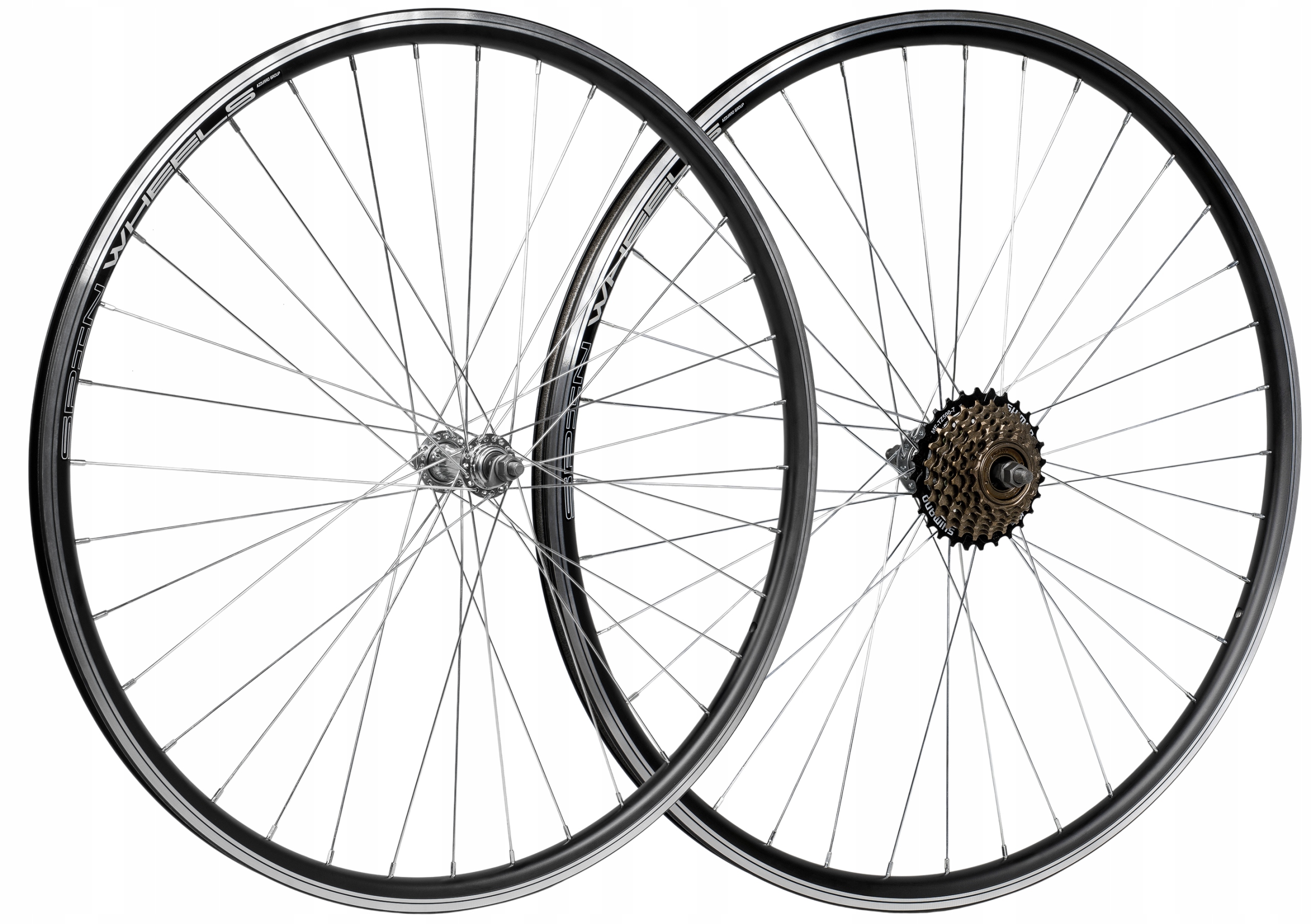 Koło Rowerowe 28 Cali Przednie Tylne Wolnobieg 6 Rzędów Alu Stożek Czarne