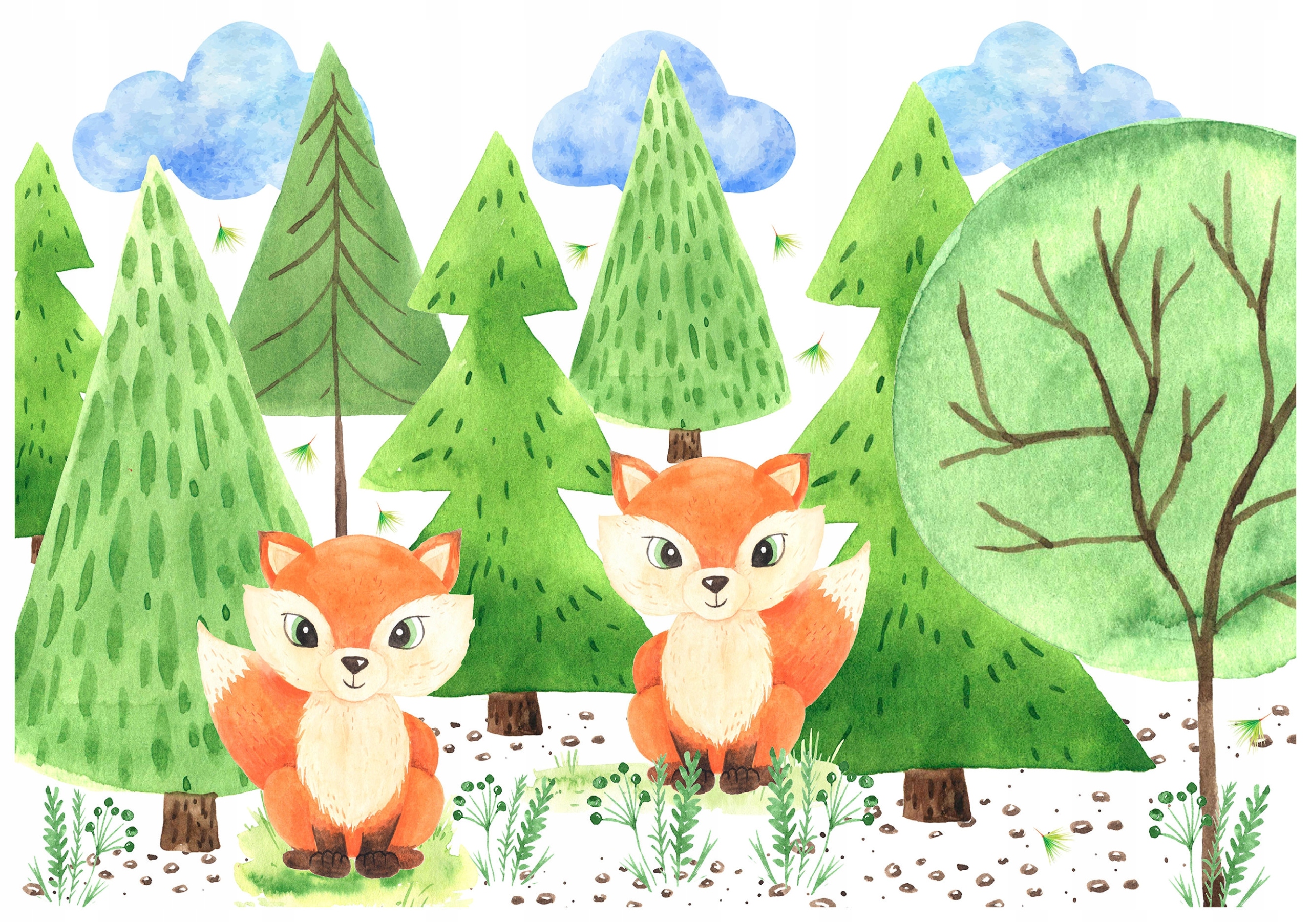 Fototapeta vlies Lisy v lese rozprávky pre deti ilustrácia 312x219 lepidlo