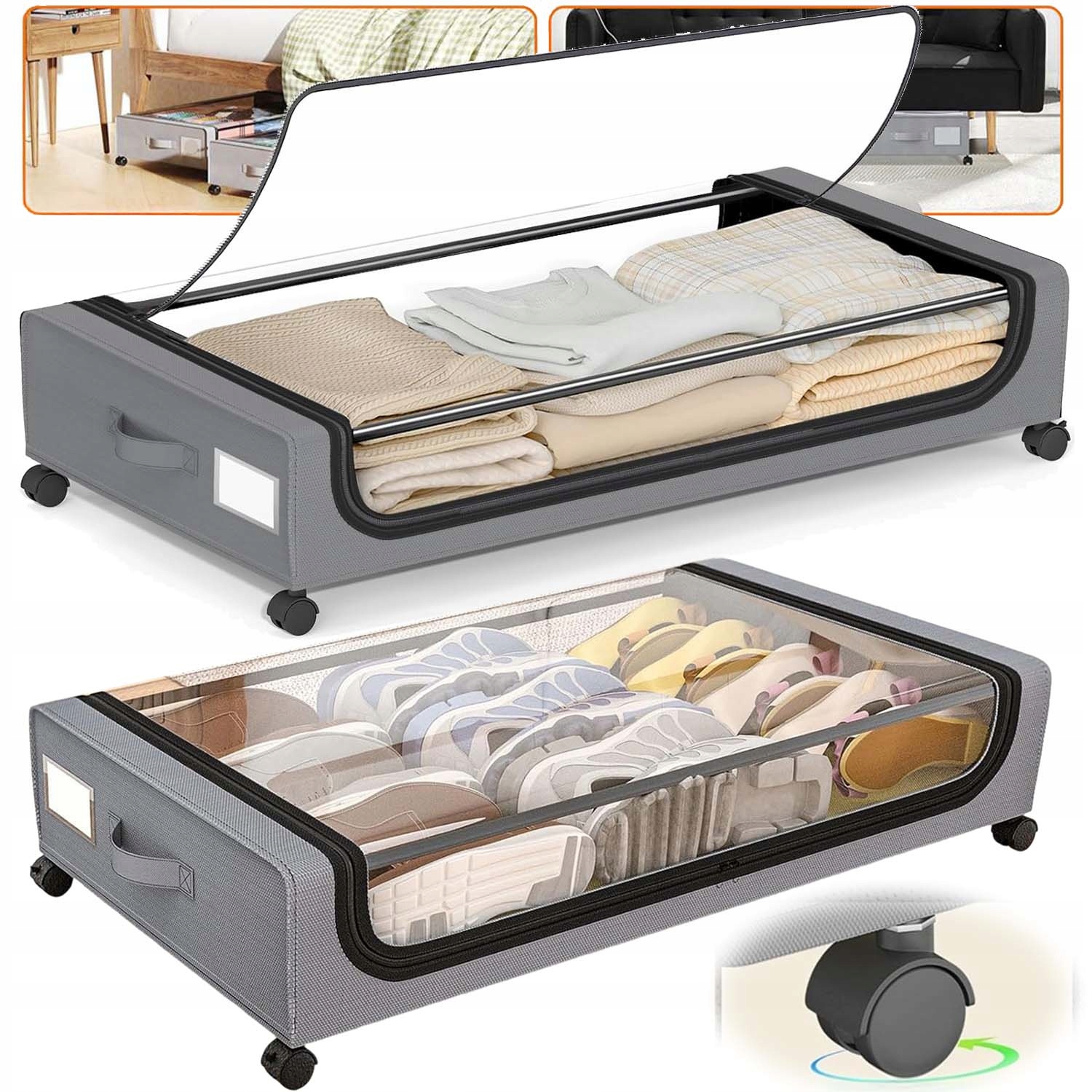 Úložné Boxy Na Ložní Prádlo 2-DÍLNÁ Sada S Kolečky