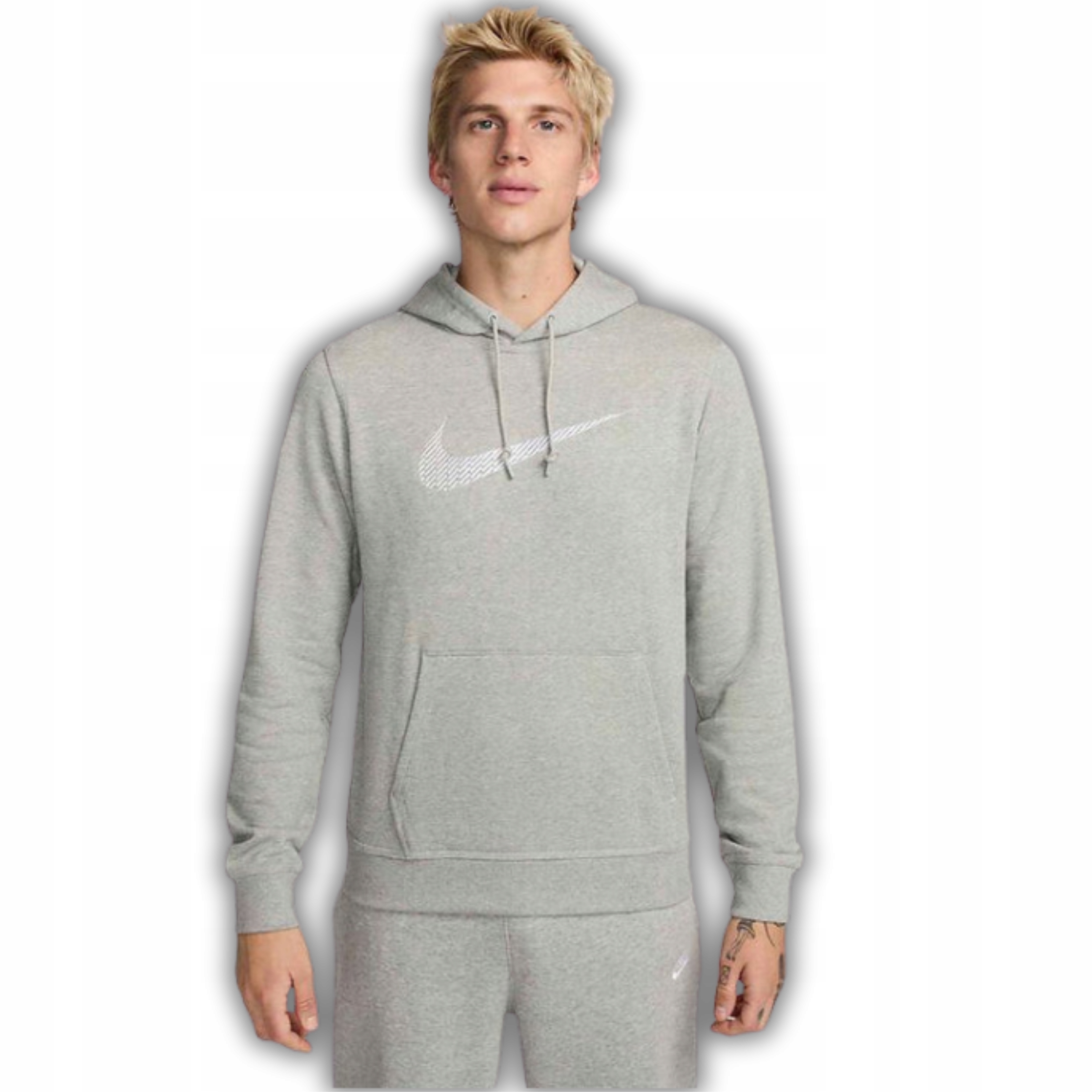 Nike pánská mikina s kapucí Sportswear Club Swoosh Šedá Velikost S