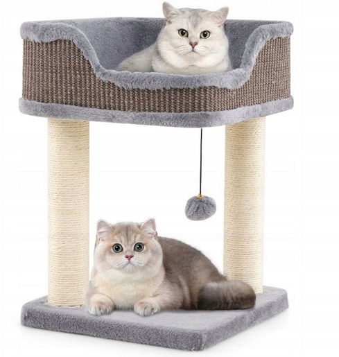 Levně Malé Škrabadlo Pro Kočky S Pelíškem 38 X 38 X 51 CM, Šedé