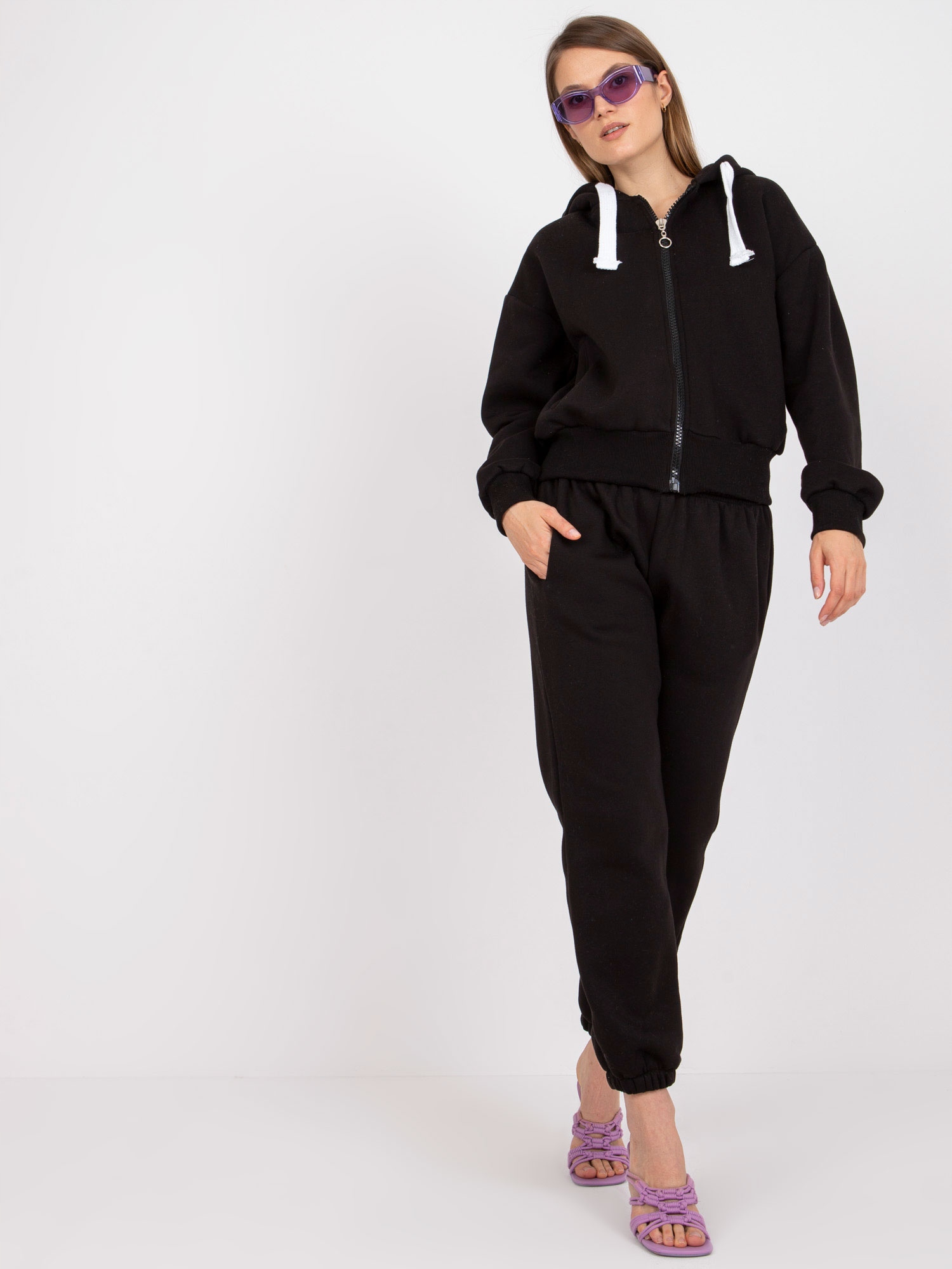 Dresowy Komplet basic damski Bluza kaptur Spodnie Płeć kobieta
