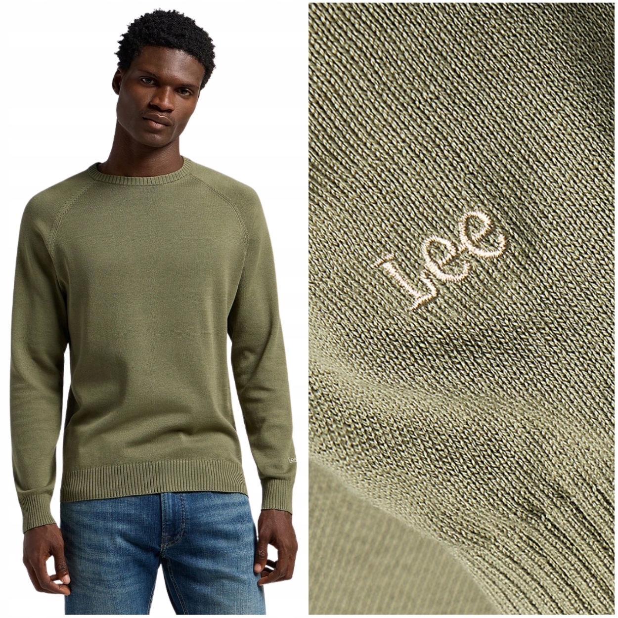 Lee Clean Raglan Sweater Mercantile pánský bavlněný přiléhavý svetr M