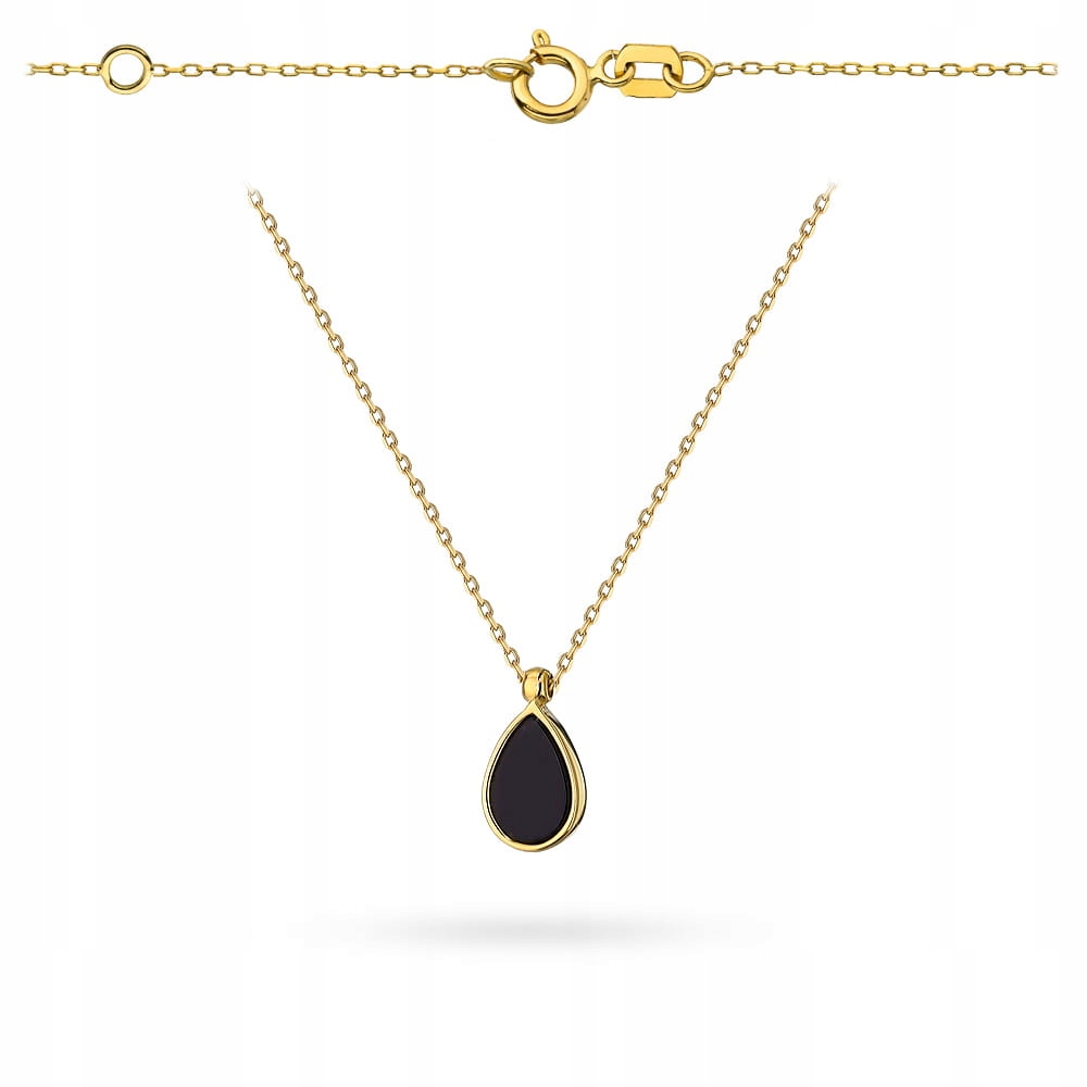 Zlatý náhrdelník 585 s achátovou slzičkou 1.25g Délka 42+3 cm jako dárek 14k