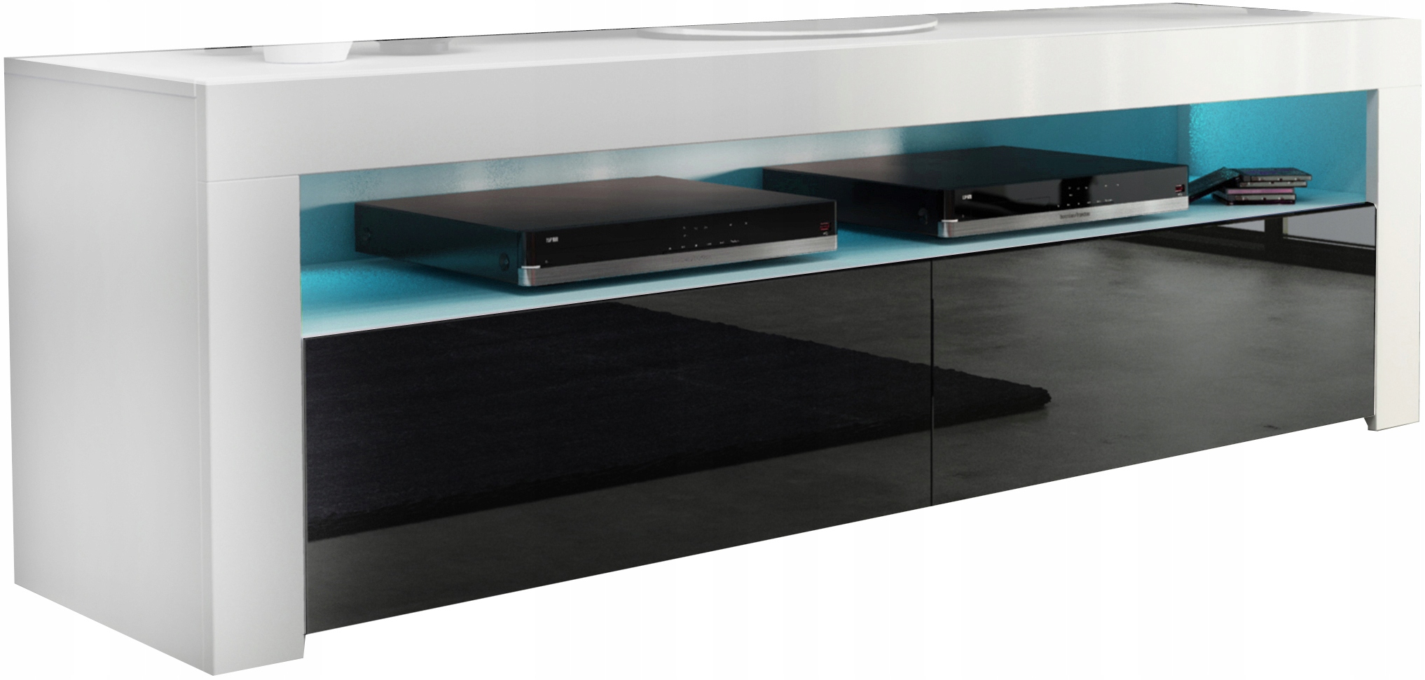 

Komoda Szafka Rtv biały czarny Połysk 160cm 130