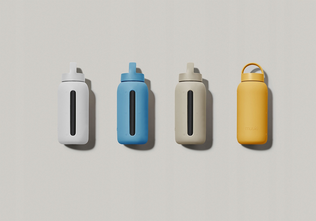 MUUKI butelka na WODĘ / NAPARY Mustard + słomka Marka Muuki