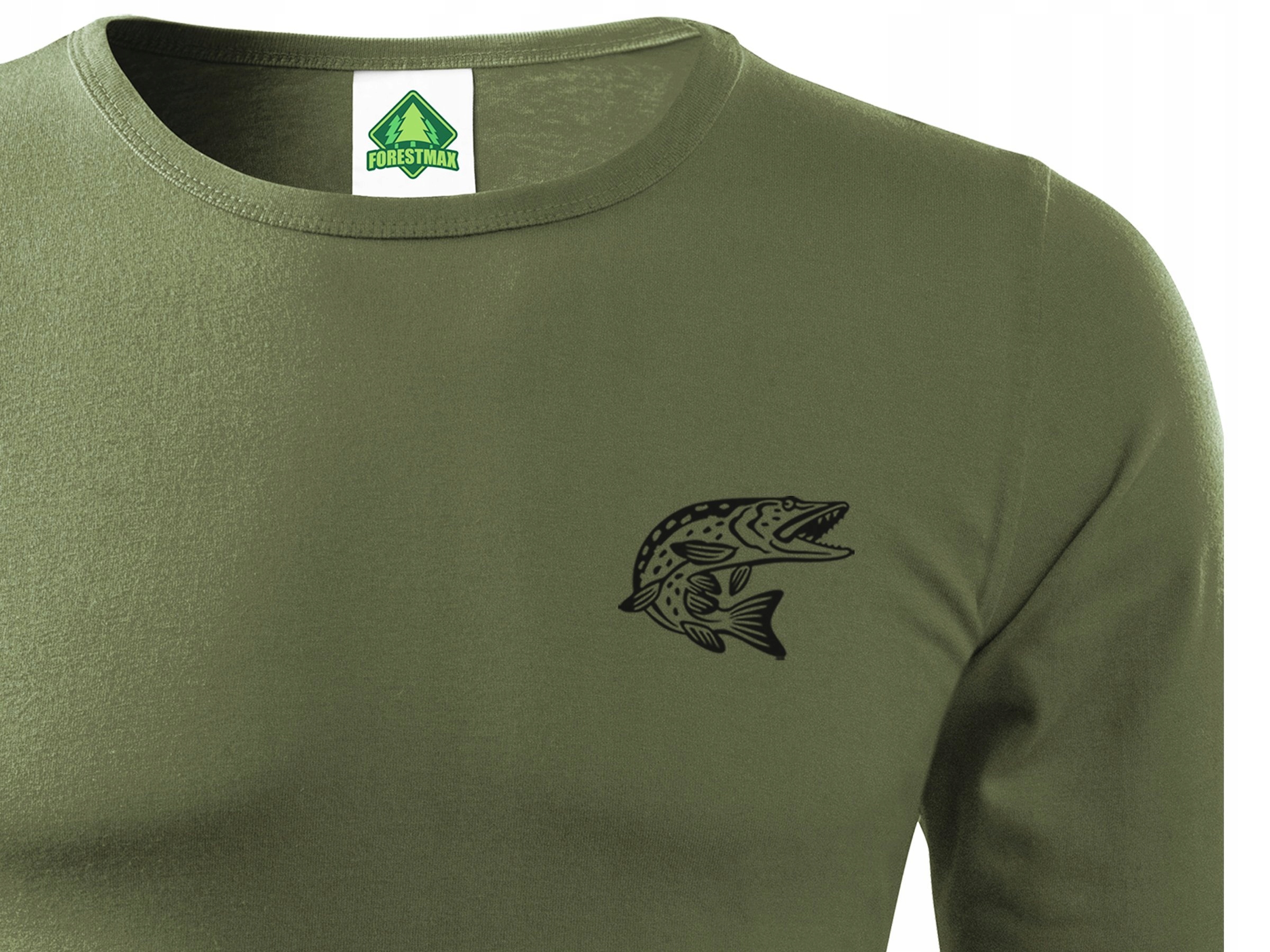 

Podkoszulek dla wędkarza khaki nadruk Szczupak - M