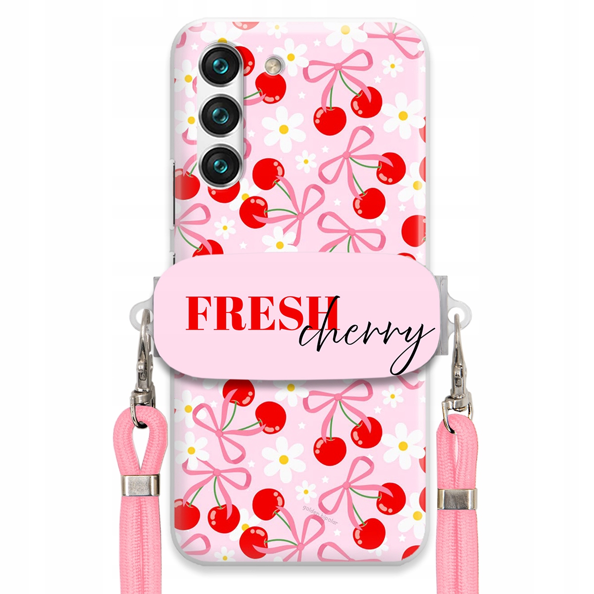 Puzdro pre Samsung S22 Case Držiak šnúrok Ružový Fresh Cherry Čerešňové mašle