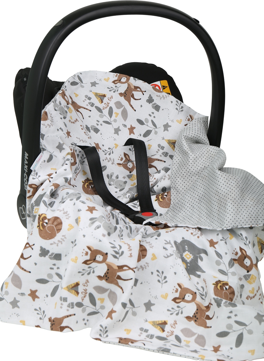 BABYMAM MUŚLINOWY OTULACZ KOCYK NOSIDEŁKA FOTELIKA